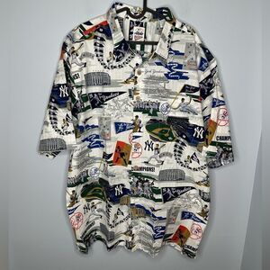 MLB NY YANKEES Aloha Reyn Spooner Button Up Hawaiian style shirt Mens 3XL Retro